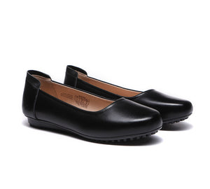 Flats - All-Black Leather Women Ballet Flat Fern