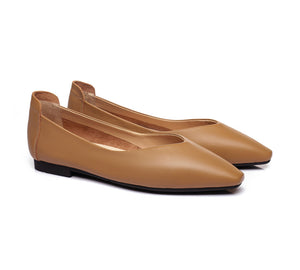 TARRAMARRA® Pointed Toe Leather Ballet Flats Women Everly - Flats - Camel - AU Ladies 10 / AU Men 8 / EU 41 - Uggoutlet