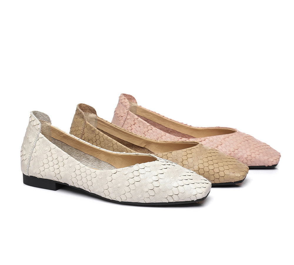 Flats - Square Toe Leather Ballet Flat Women Serena