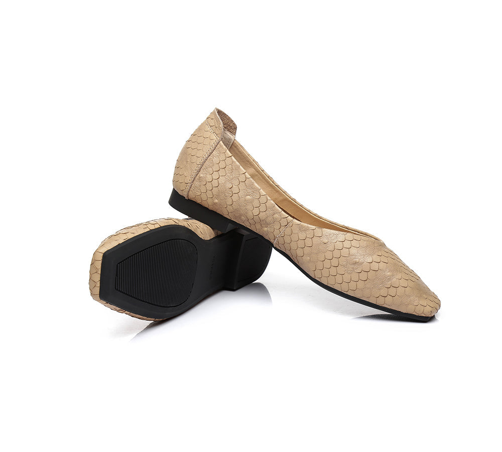 Flats - Square Toe Leather Ballet Flat Women Serena