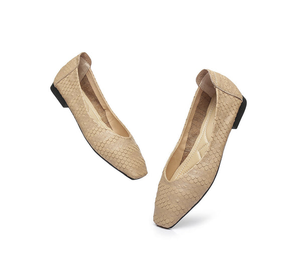 Flats - Square Toe Leather Ballet Flat Women Serena