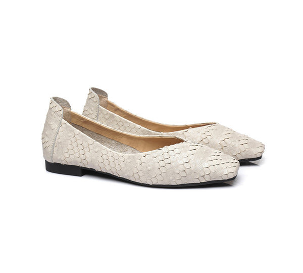 Flats - Square Toe Leather Ballet Flat Women Serena