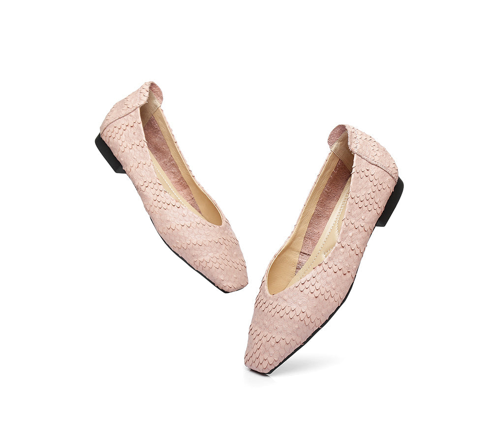 Flats - Square Toe Leather Ballet Flat Women Serena
