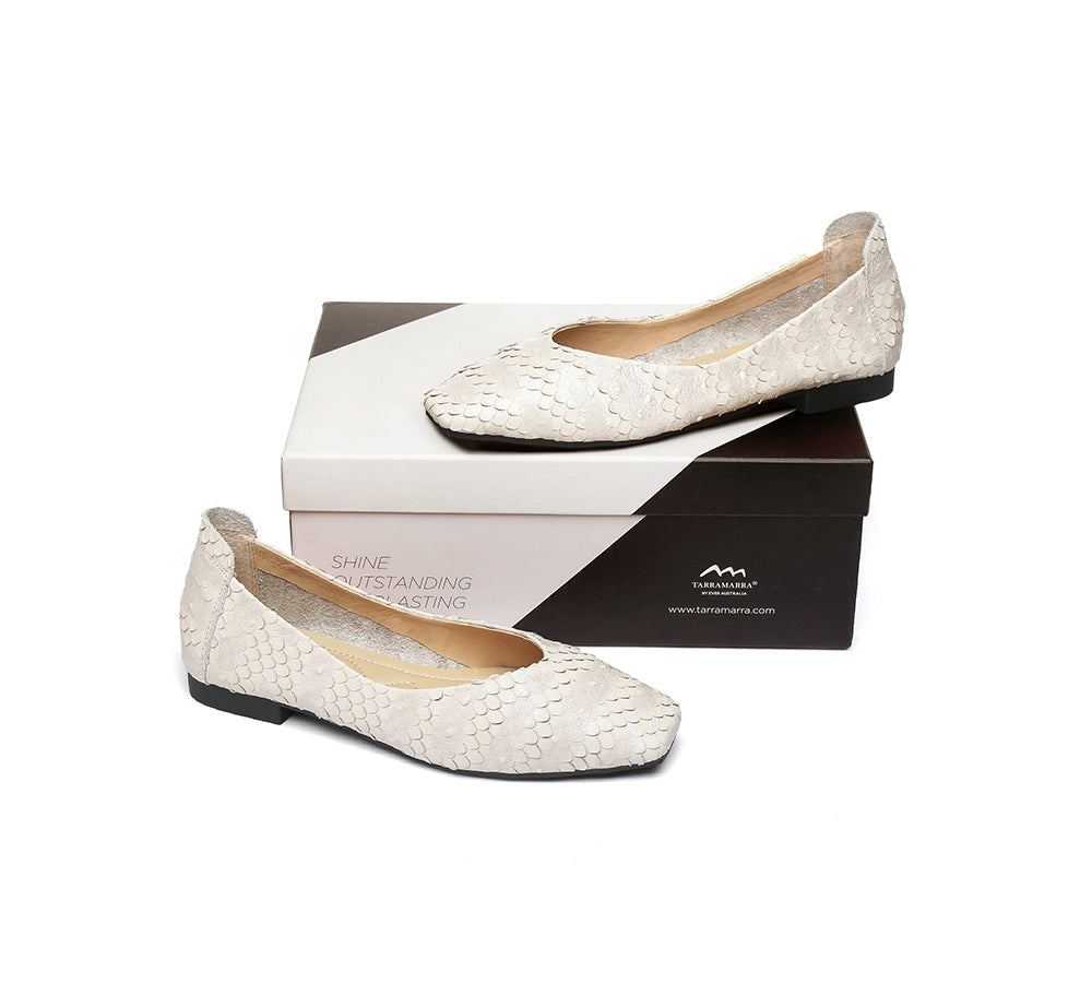Flats - Square Toe Leather Ballet Flat Women Serena