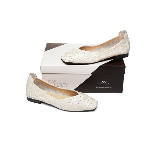 Flats - Square Toe Leather Ballet Flat Women Serena