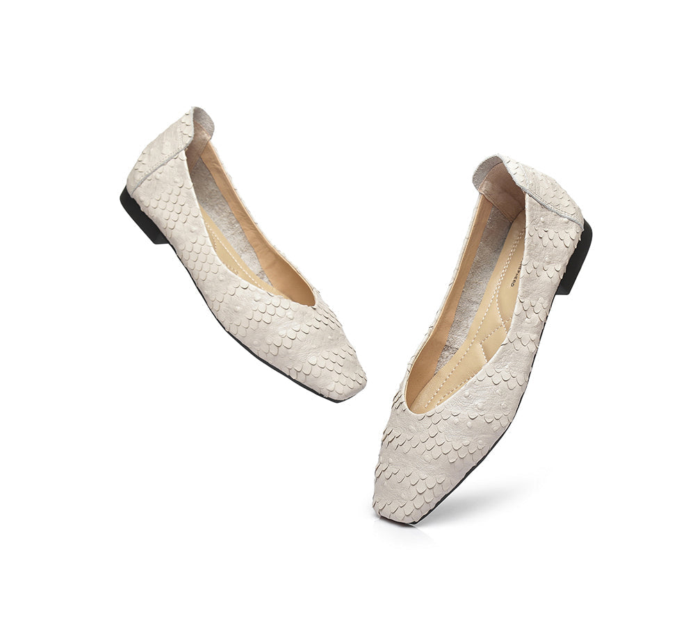 Flats - Square Toe Leather Ballet Flat Women Serena