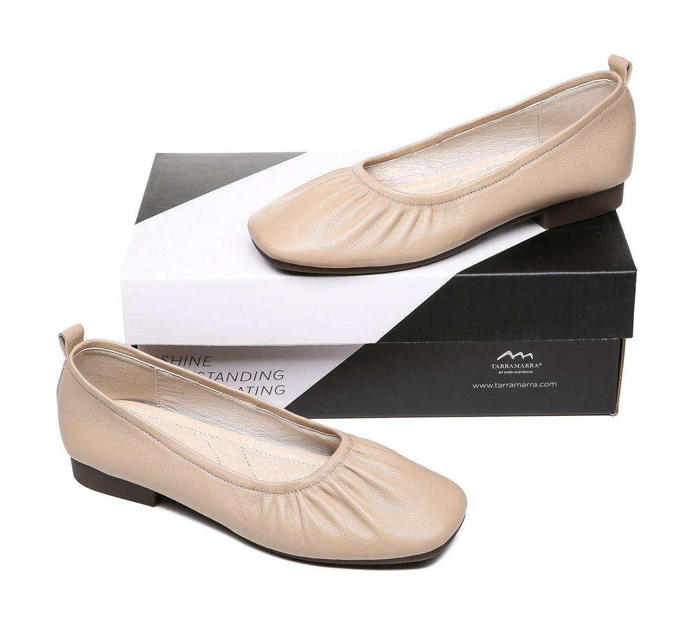 Flats - Square Toe Leather Ballet Flats Women Devora