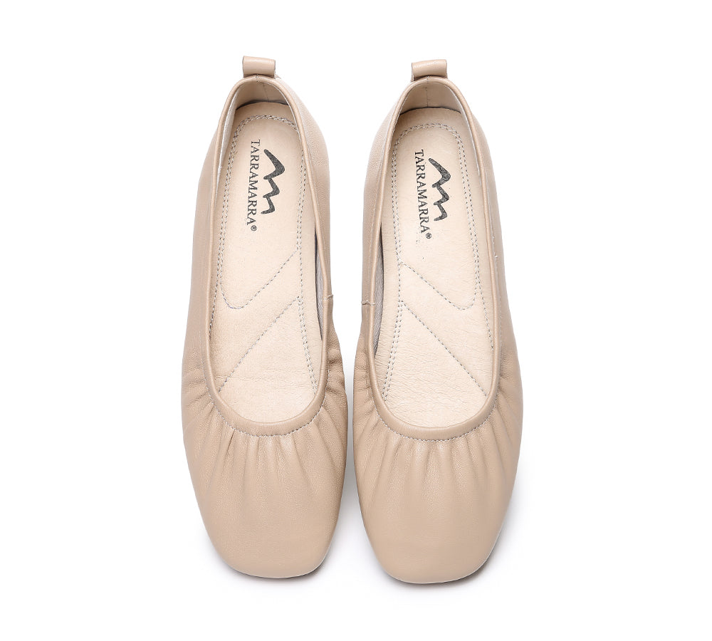 Flats - Square Toe Leather Ballet Flats Women Devora