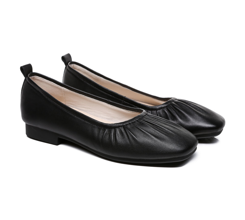 Flats - Square Toe Leather Ballet Flats Women Devora