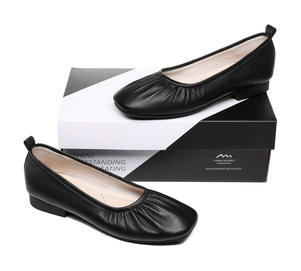 Flats - Square Toe Leather Ballet Flats Women Devora