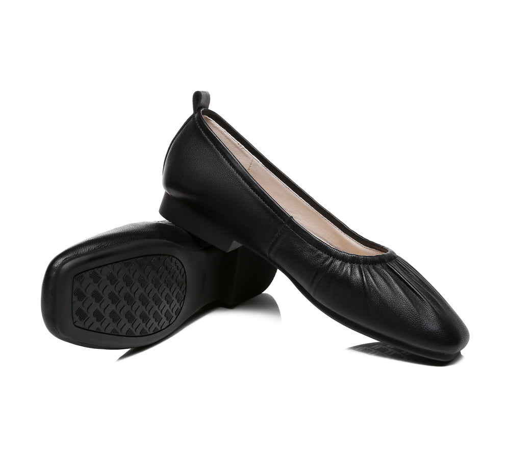 Flats - Square Toe Leather Ballet Flats Women Devora