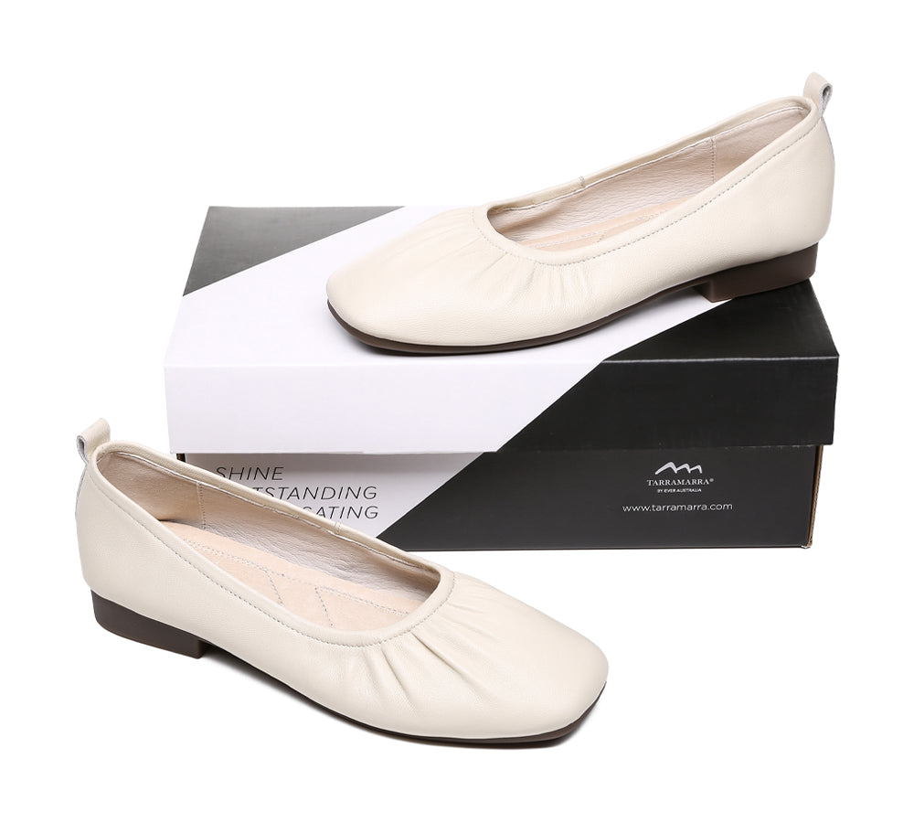 Flats - Square Toe Leather Ballet Flats Women Devora