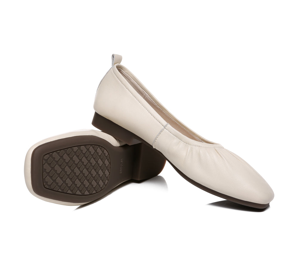 Flats - Square Toe Leather Ballet Flats Women Devora