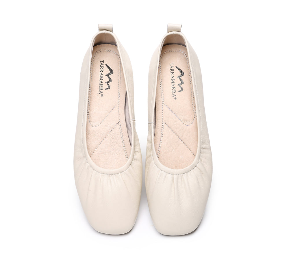 Flats - Square Toe Leather Ballet Flats Women Devora