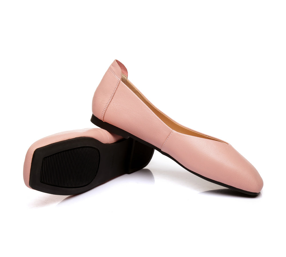 TARRAMARRA® Square Toe Leather Ballet Flats Women Linda - Ballet Flats - Light Pink - AU Ladies 10 / AU Men 8 / EU 41 - Uggoutlet