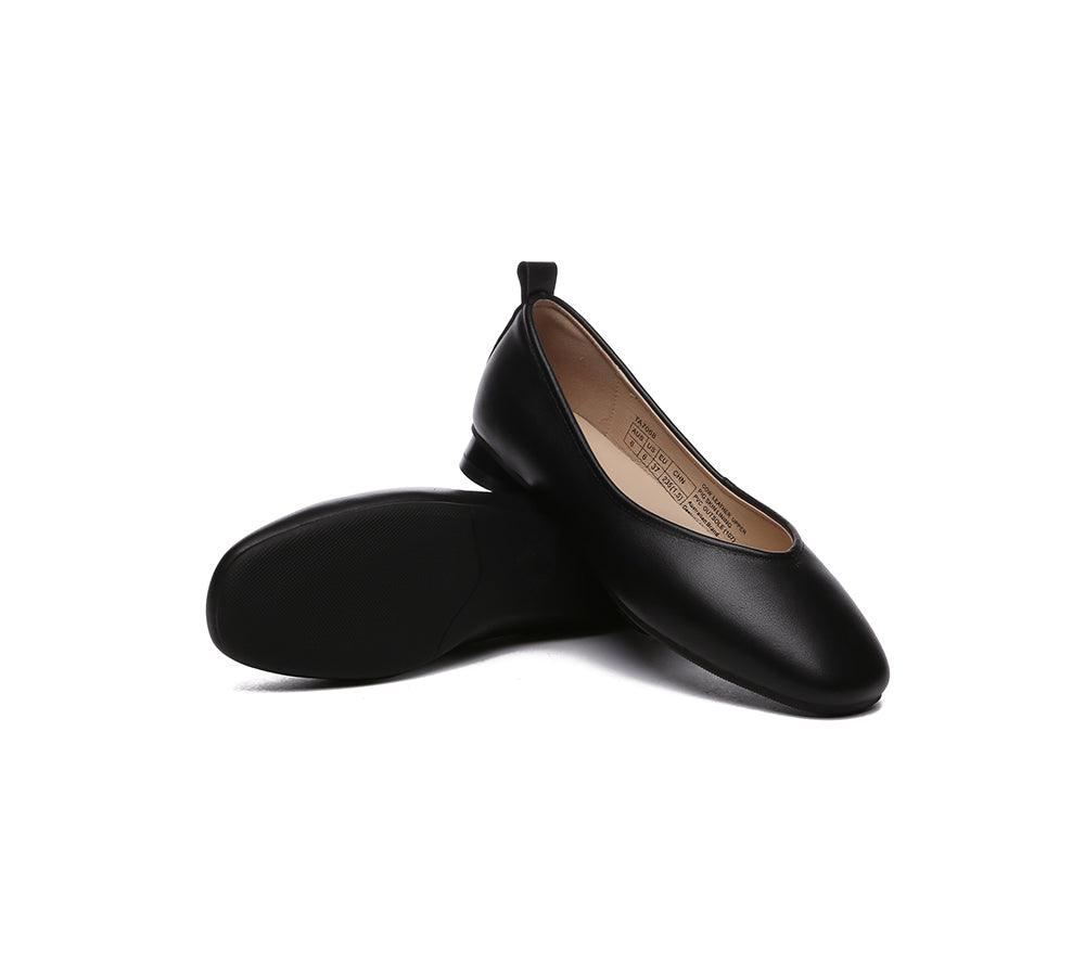 TARRAMARRA® Women Ballet Leather Round Toe Flats - Flats - Black - AU Ladies 10 / AU Men 8 / EU 41 - Uggoutlet