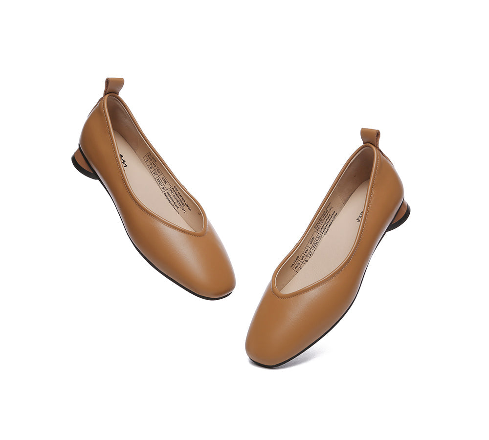 TARRAMARRA® Women Ballet Leather Round Toe Flats - Flats - Camel - AU Ladies 10 / AU Men 8 / EU 41 - Uggoutlet