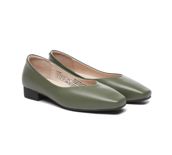 Flats - Women Ballet Leather Square Toe Flats