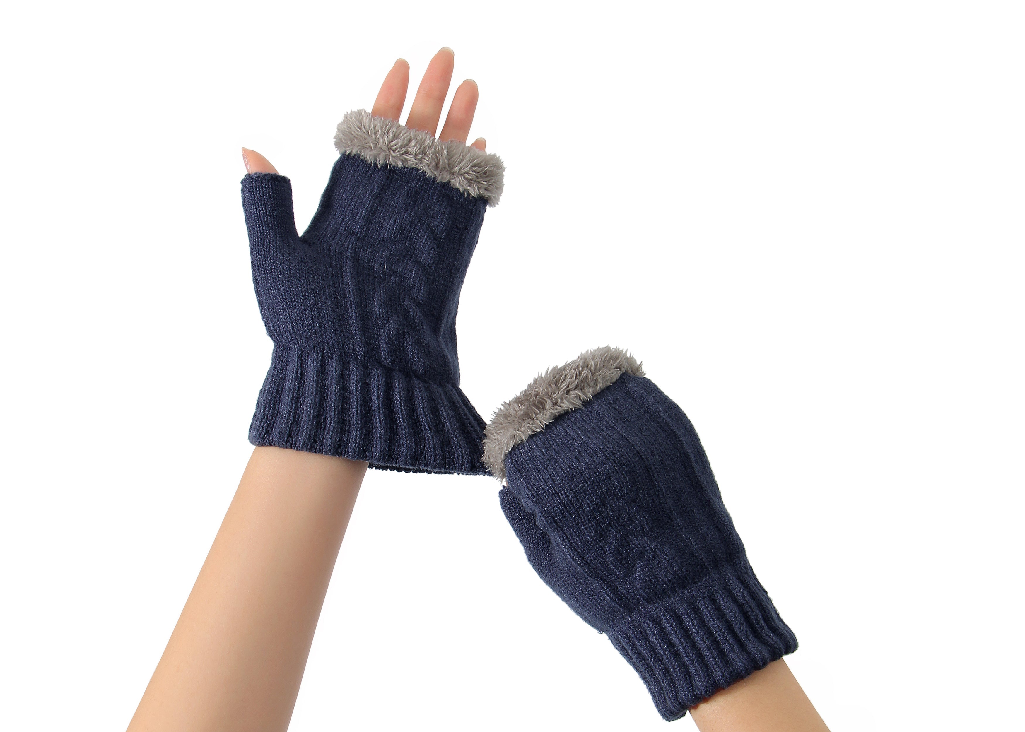 Gloves - Fingerless Double-layer Ultra Plush Knit Gloves