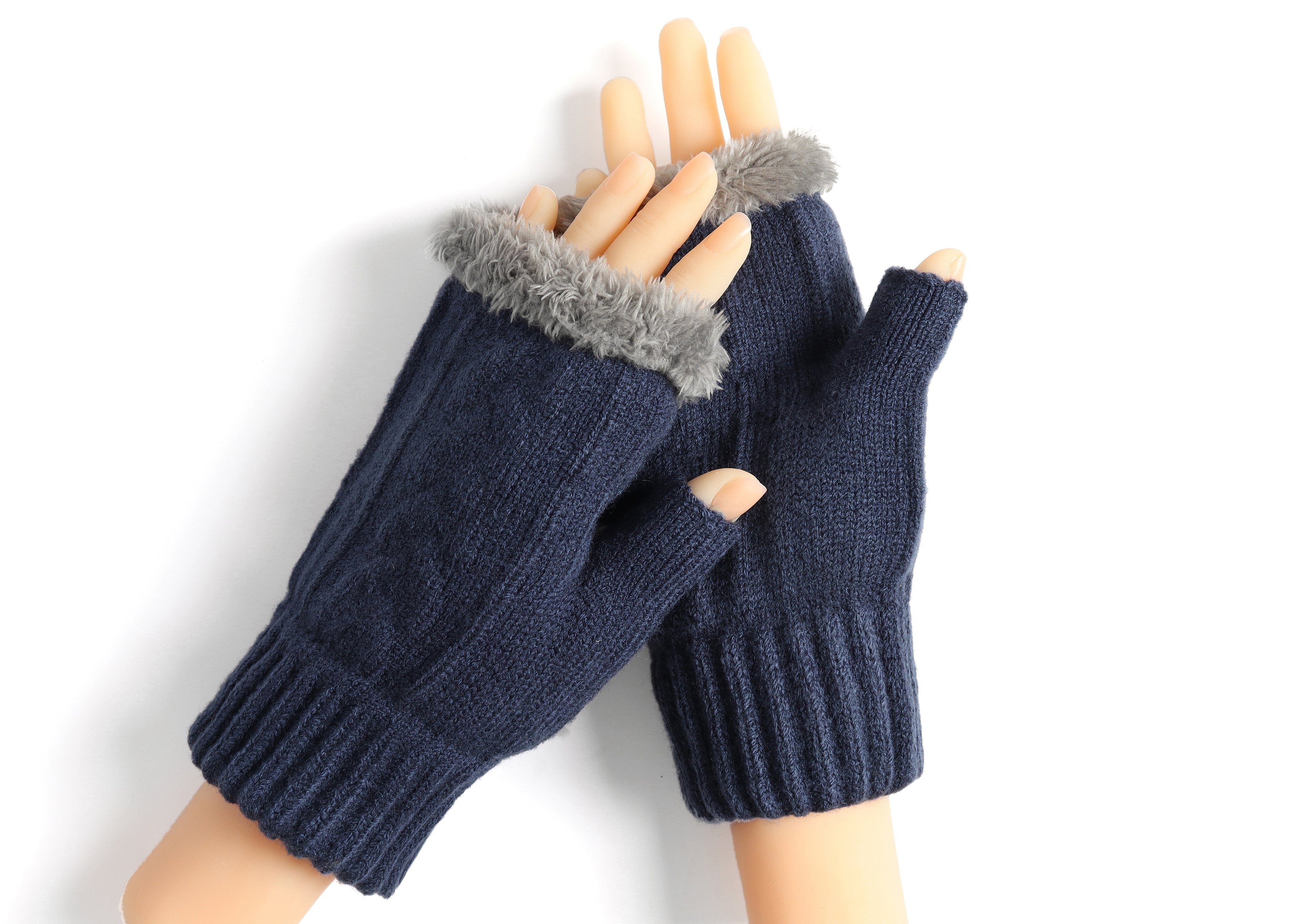 Gloves - Fingerless Double-layer Ultra Plush Knit Gloves