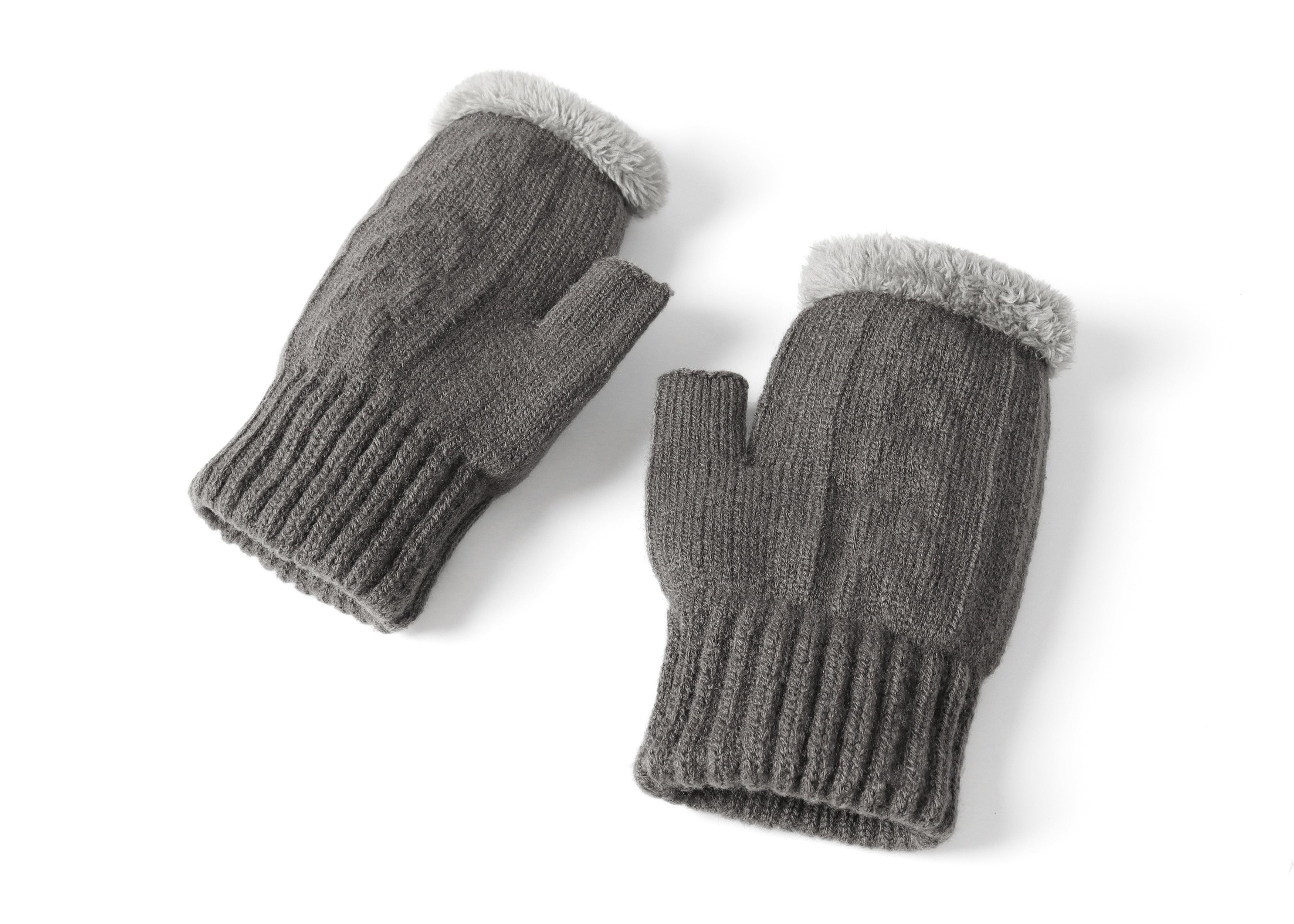 Gloves - Fingerless Double-layer Ultra Plush Knit Gloves