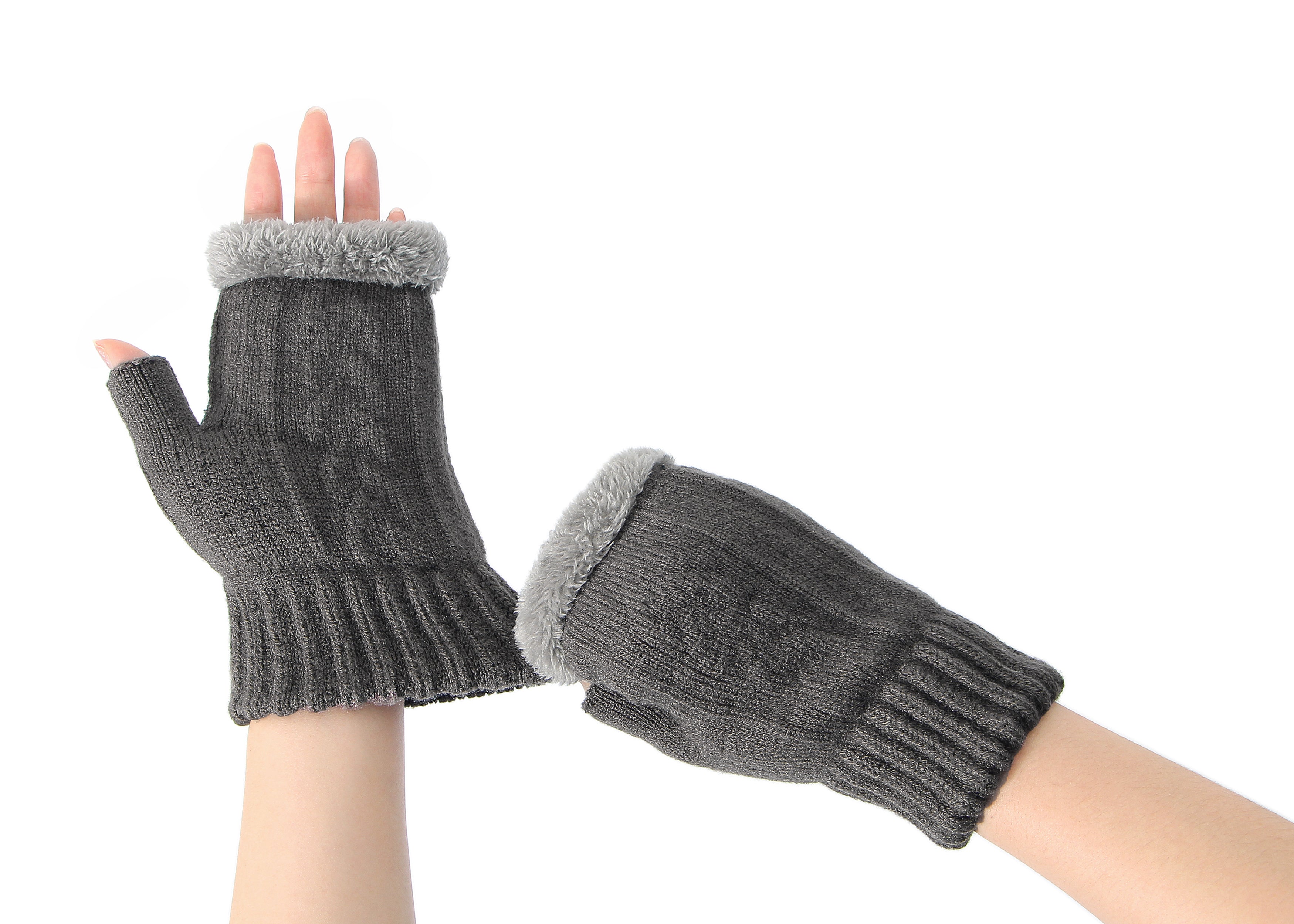 Gloves - Fingerless Double-layer Ultra Plush Knit Gloves