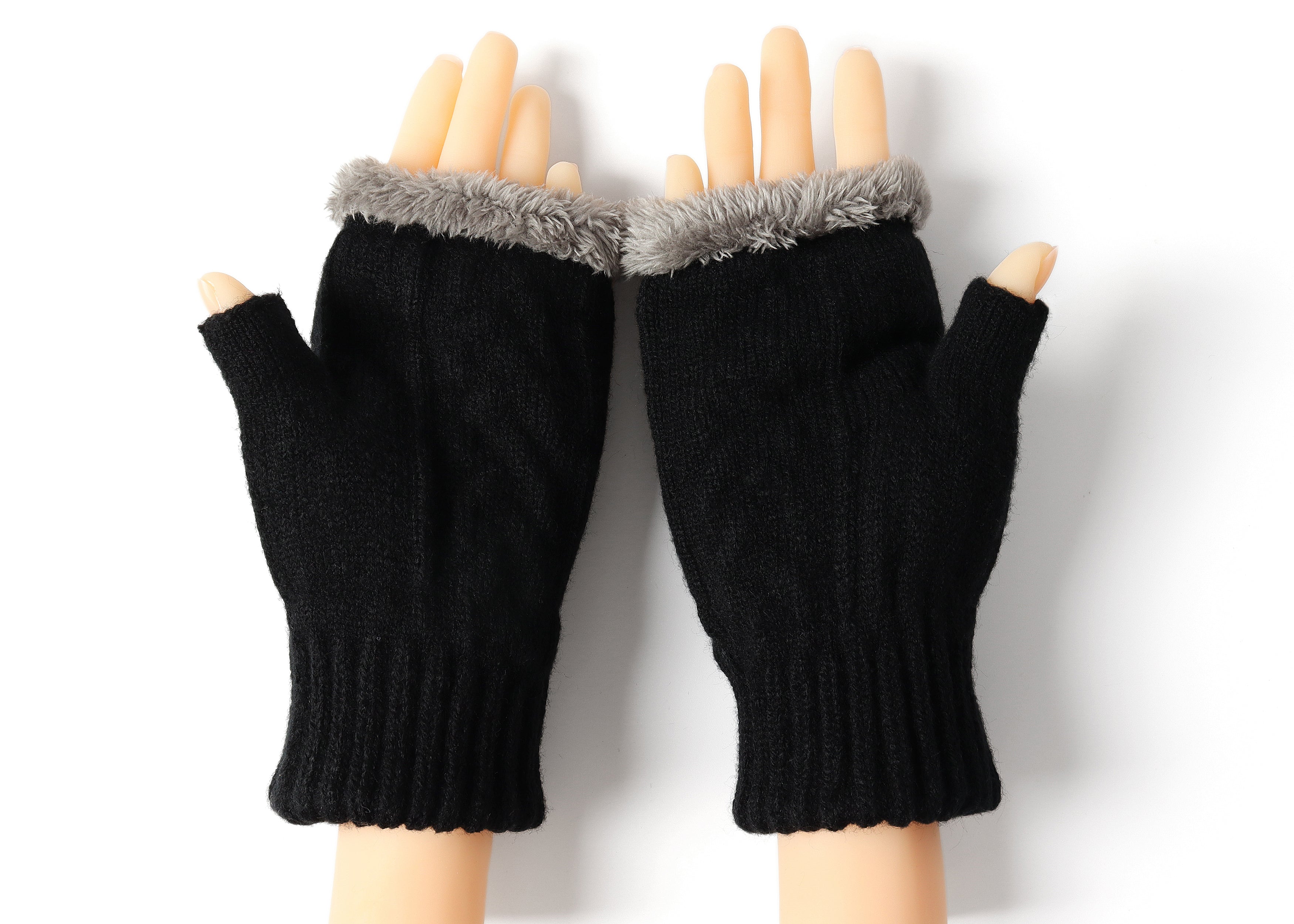 Gloves - Fingerless Double-layer Ultra Plush Knit Gloves