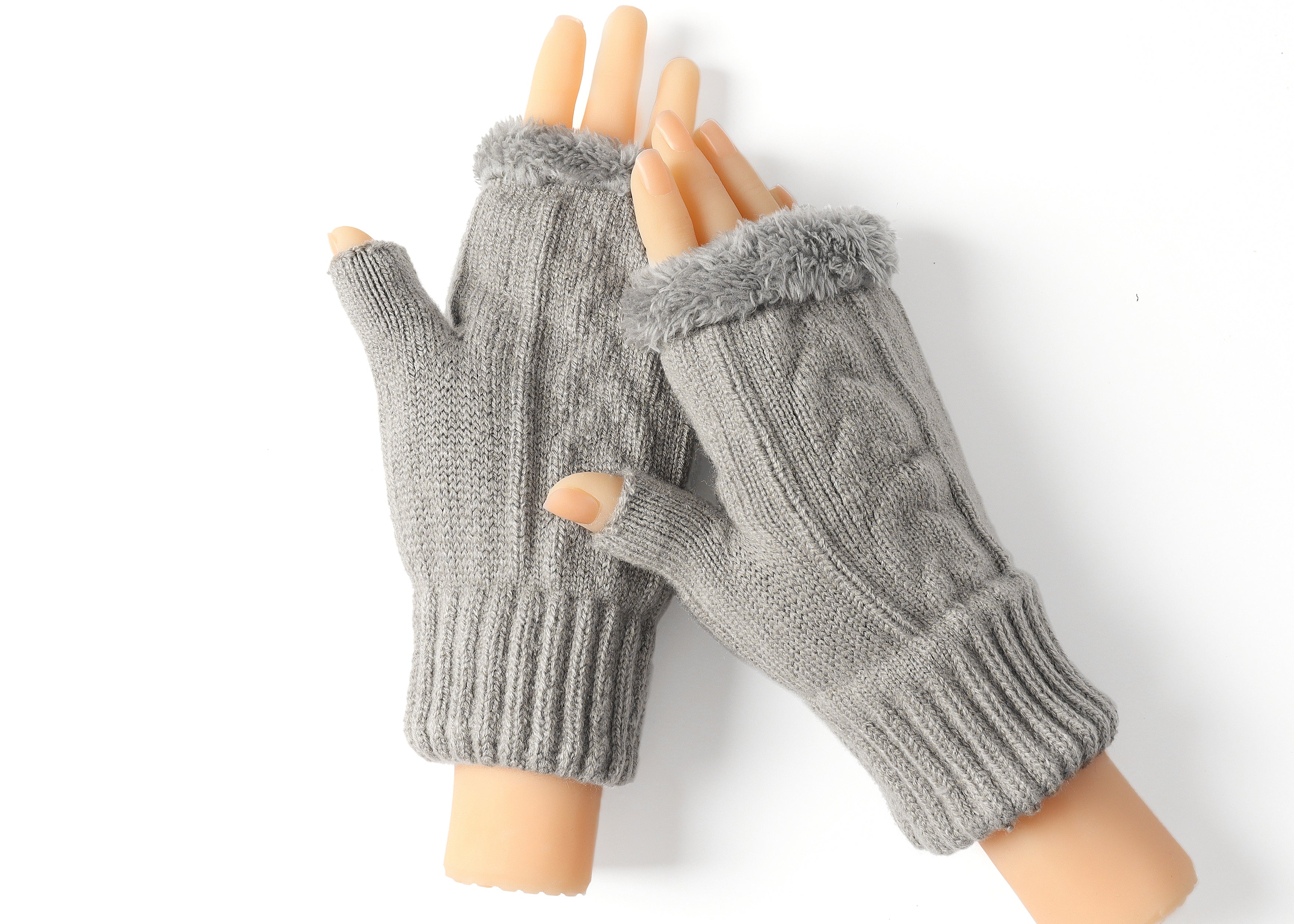 Gloves - Fingerless Double-layer Ultra Plush Knit Gloves