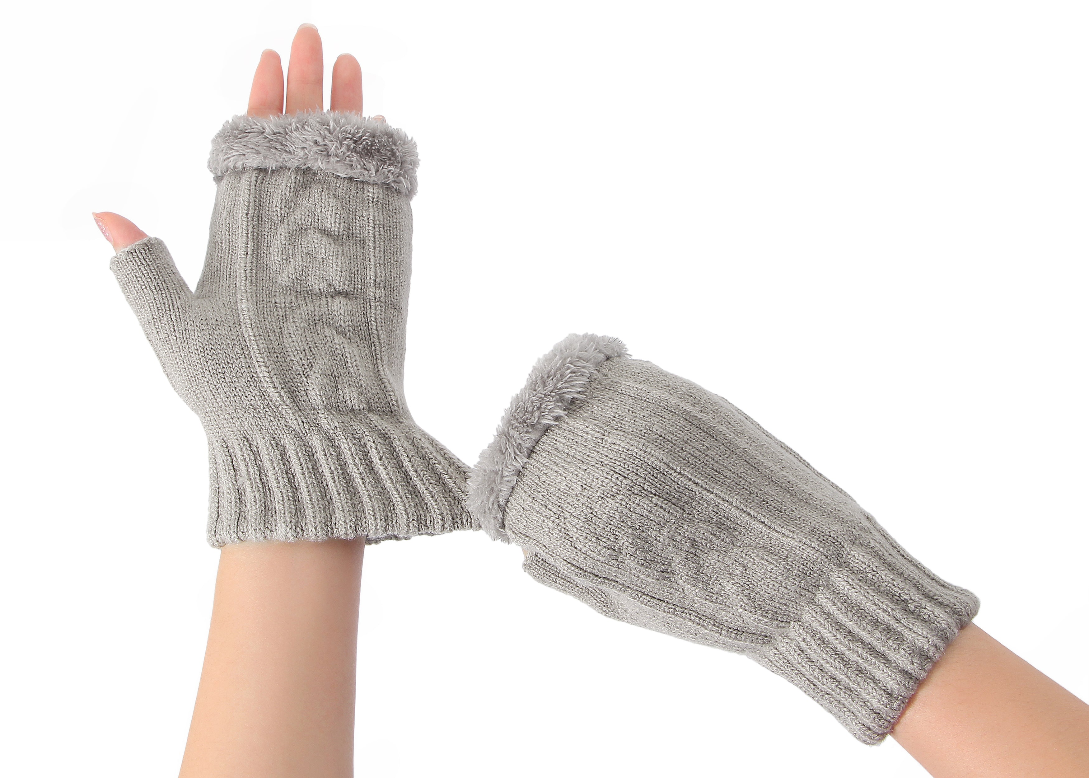 Gloves - Fingerless Double-layer Ultra Plush Knit Gloves