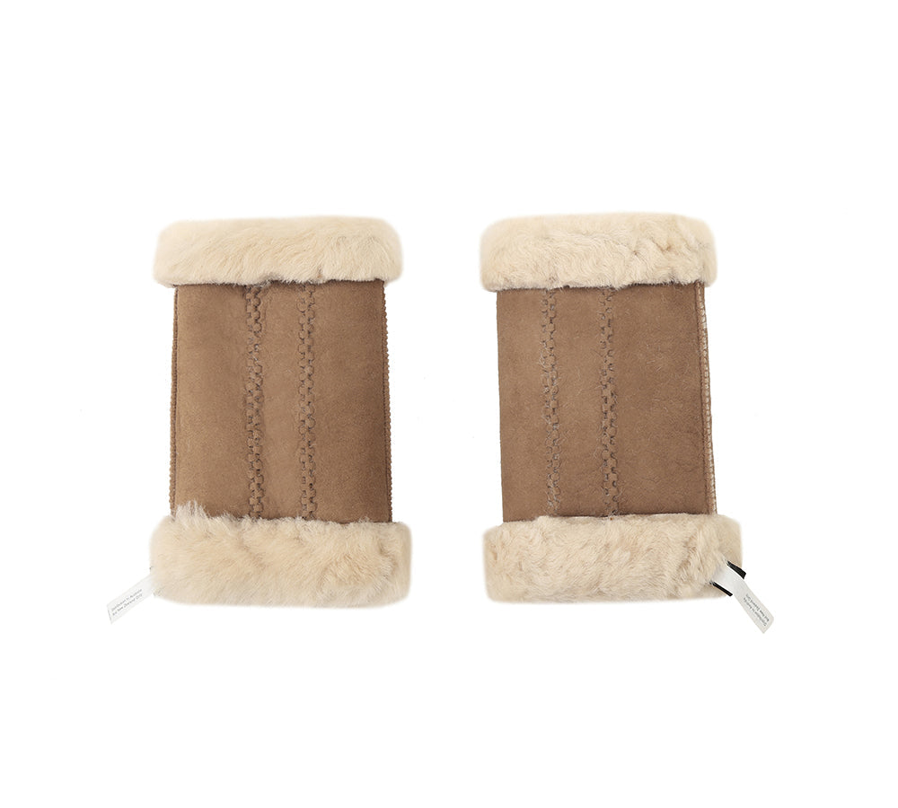 Gloves - Fluffy Fingerless Sheepskin Wool Mittens