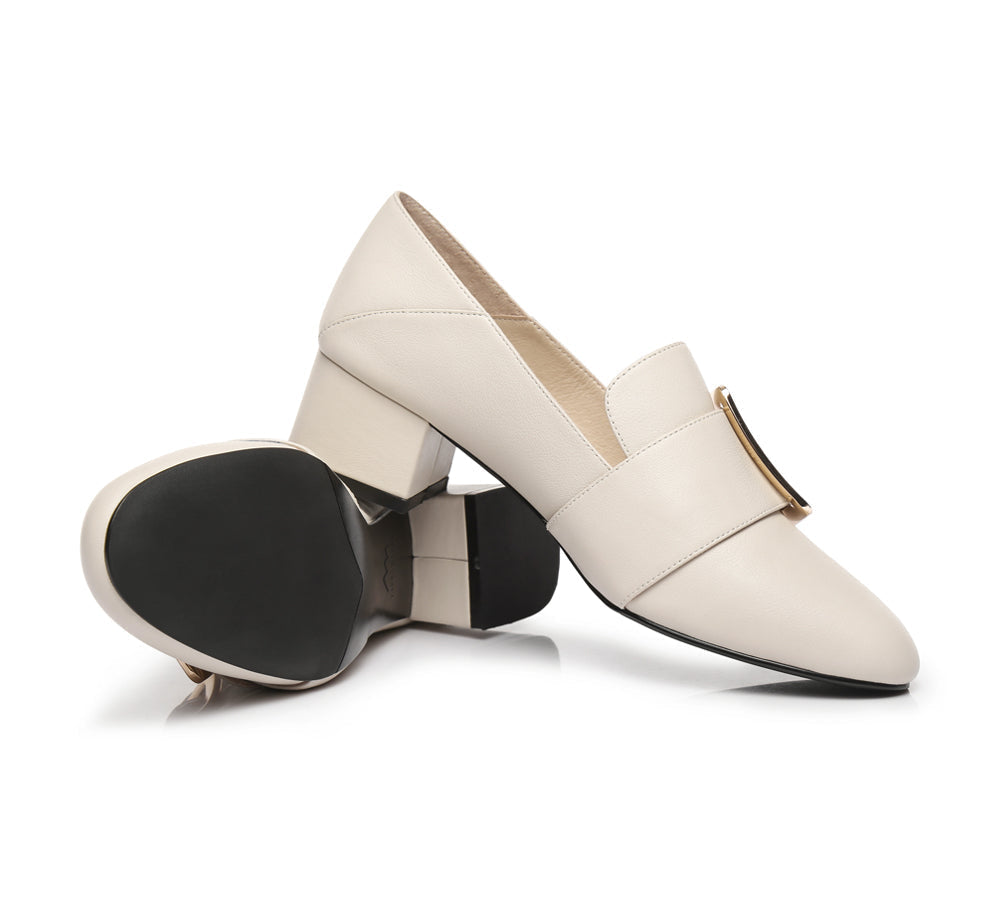 TARRAMARRA® Leather Low Block Kitten Heels Sammi - Kitten Heels - Milky White - AU Ladies 10 / AU Men 8 / EU 41 - Uggoutlet