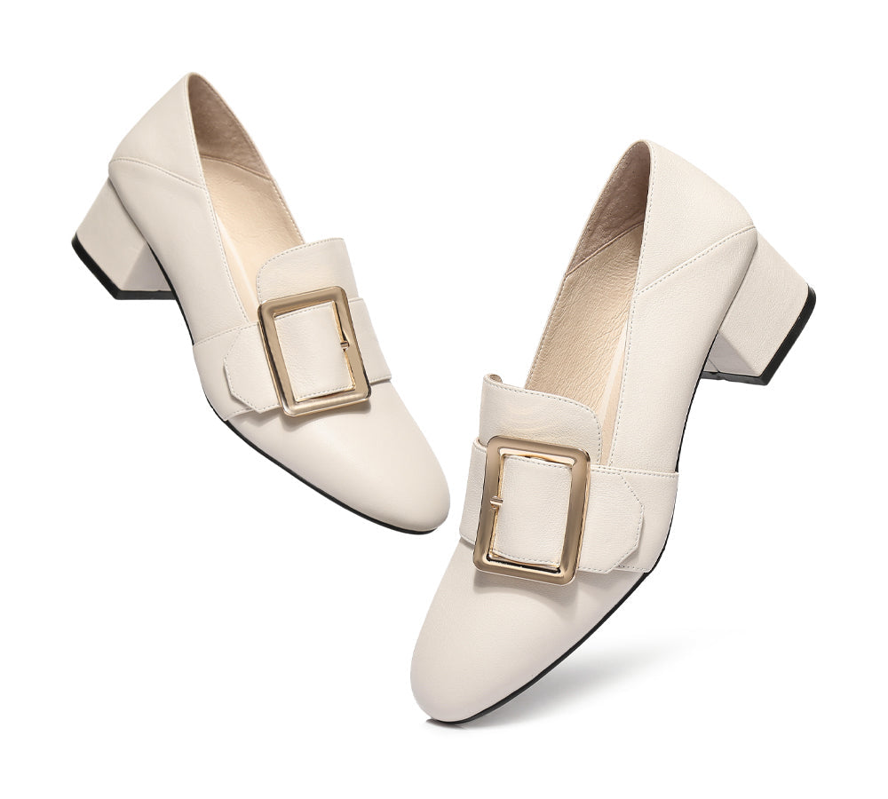 TARRAMARRA® Leather Low Block Kitten Heels Sammi - Kitten Heels - Milky White - AU Ladies 10 / AU Men 8 / EU 41 - Uggoutlet