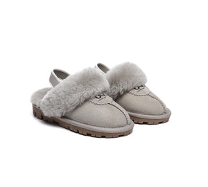 UGG Kids Slippers Sheepskin Wool Slingback Slippers Waffle Plus