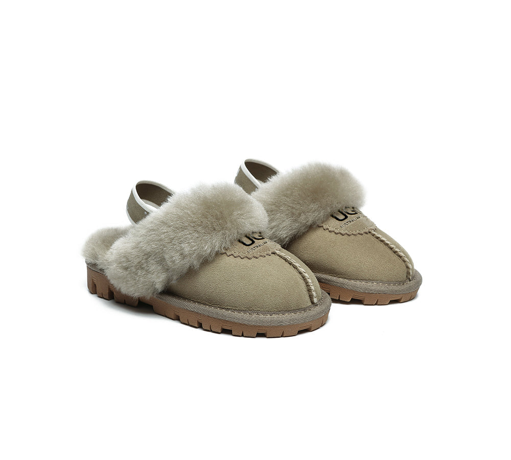 UGG Kids Slippers Sheepskin Wool Slingback Slippers Waffle Plus