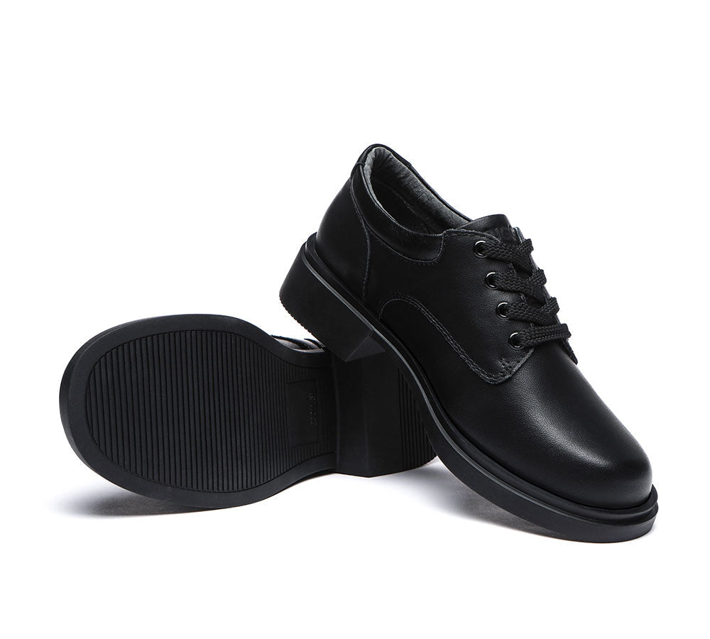 Kids Shoes - Black Leather Senior Lace Up School Shoes