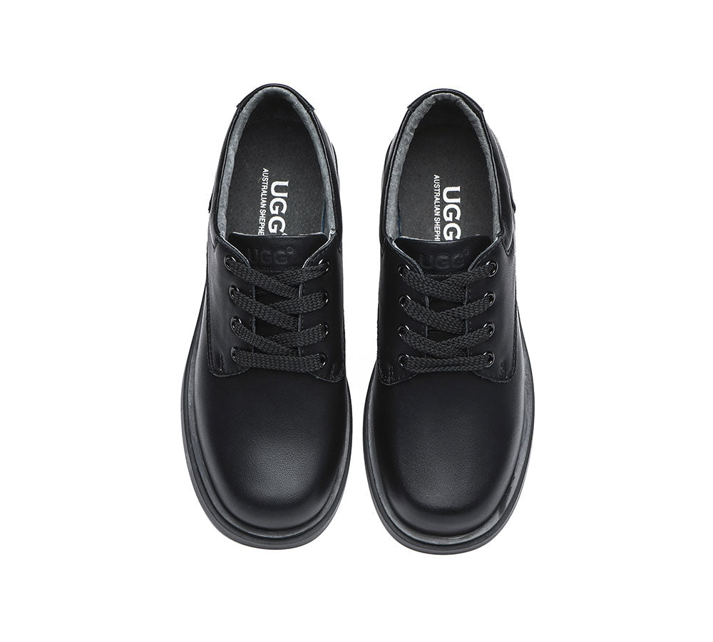 Kids Shoes - Black Leather Senior Lace Up School Shoes