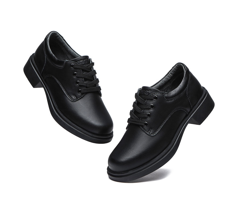 Kids Shoes - Black Leather Senior Lace Up School Shoes