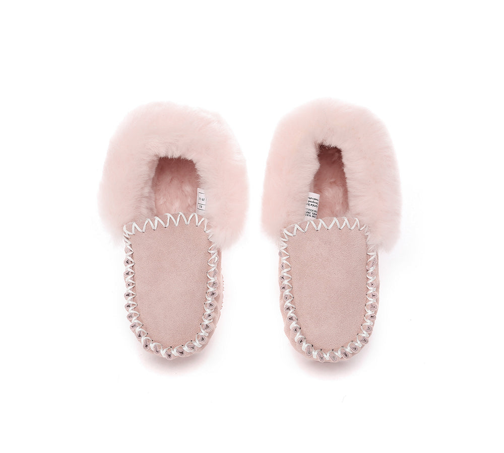 Kids Shoes - Kids Ankle Sheepskin Slipper Popo Moccasin