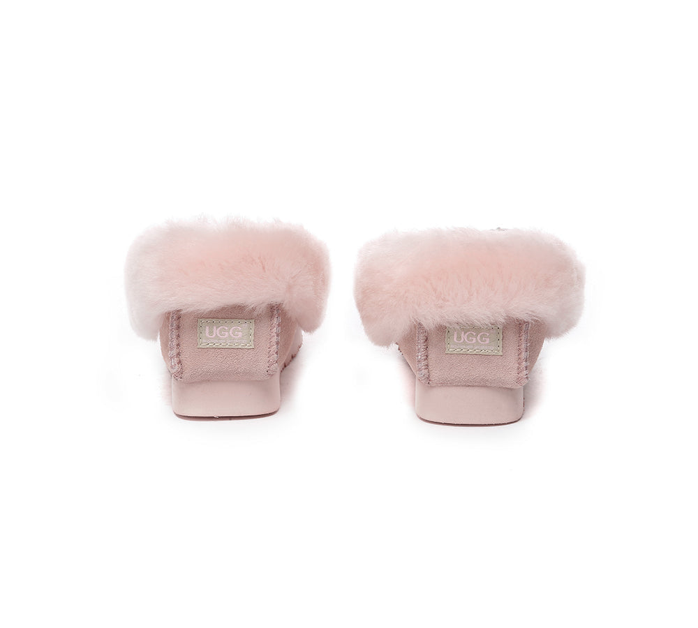 Kids Shoes - Kids Ankle Sheepskin Slipper Popo Moccasin