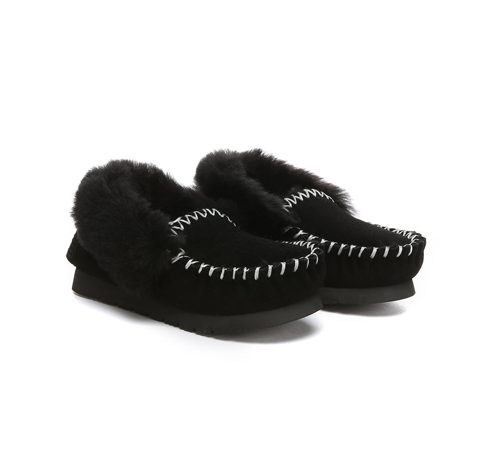 Kids Shoes - Kids Ankle Sheepskin Slipper Popo Moccasin