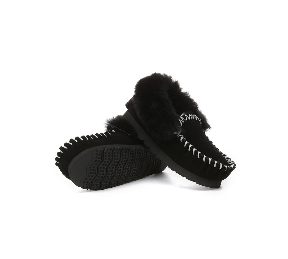 Kids Shoes - Kids Ankle Sheepskin Slipper Popo Moccasin