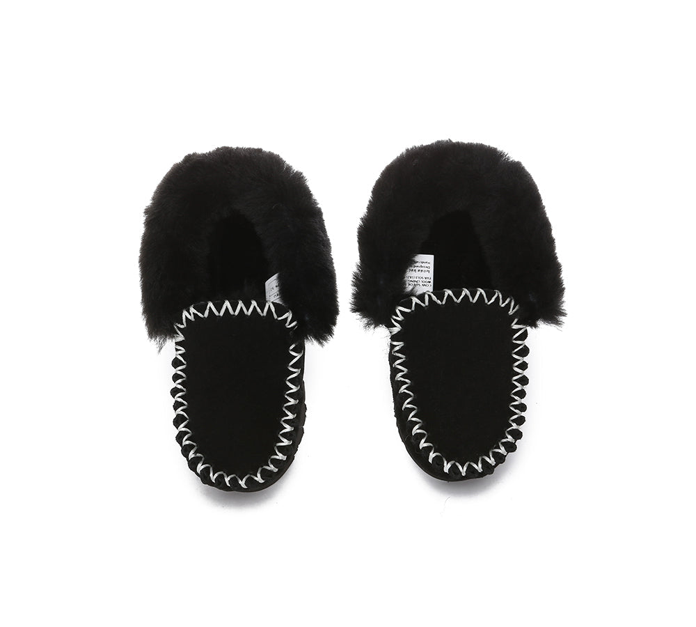 Kids Shoes - Kids Ankle Sheepskin Slipper Popo Moccasin