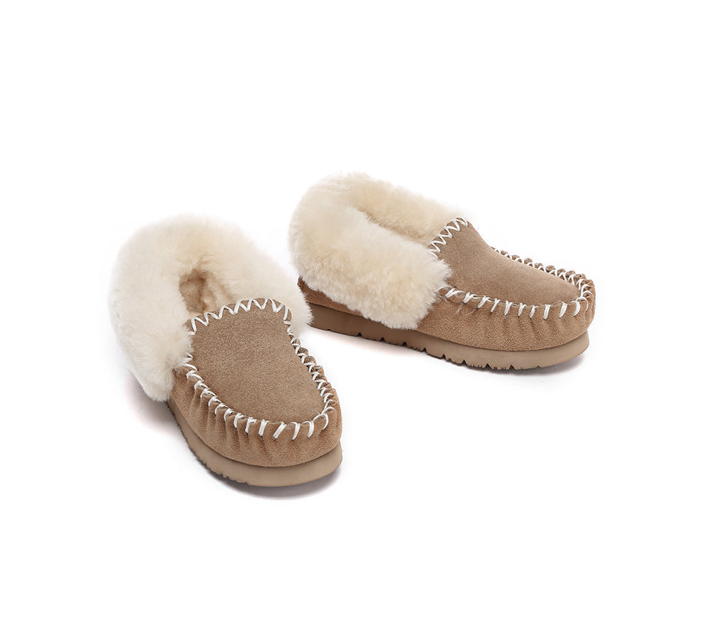 Kids Shoes - Kids Ankle Sheepskin Slipper Popo Moccasin