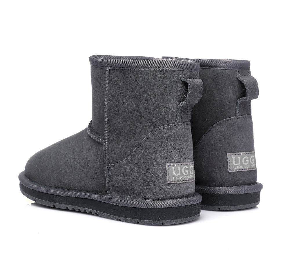 AUSTRALIAN SHEPHERD® UGG Kids Boots Sheepskin Wool Mini Classic Ankle Boots Water Resistant Nonslip - UGG Boots - Grey - AU Ladies 4 / AU Men 2 / EU 35 - Uggoutlet