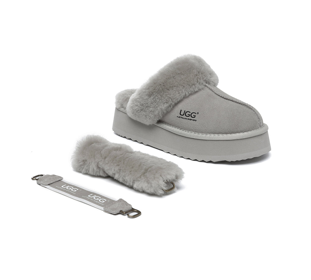 UGG Slippers Women Removable Wool Strap Slingback Platform Musa