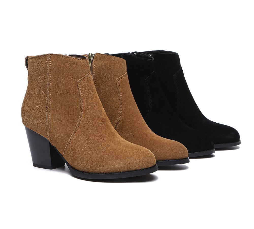 TARRAMARRA® Ankle Leather Zipper Heel Women Boots Velora - Fashion Boots - Chestnut - AU Ladies 4 / AU Men 2 / EU 35 - Uggoutlet