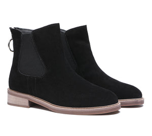 Leather Boots - Black Leather Zipper Ankle Boots Daisy