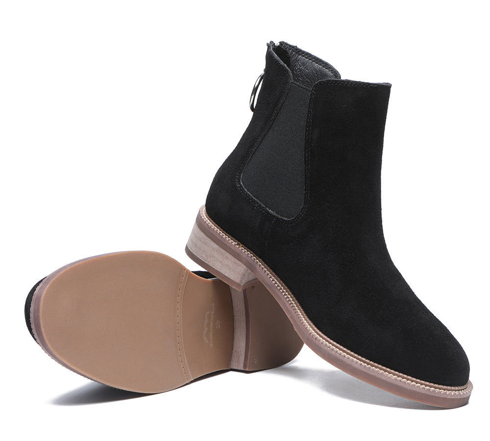 TARRAMARRA® Daisy Black Leather Zipper Ankle Chelsea Boots - Fashion Boots - Black - AU Ladies 10 / AU Men 8 / EU 41 - Uggoutlet
