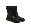 Leather Boots - Women Black Zipper Leather Block Heel Boots Jamie