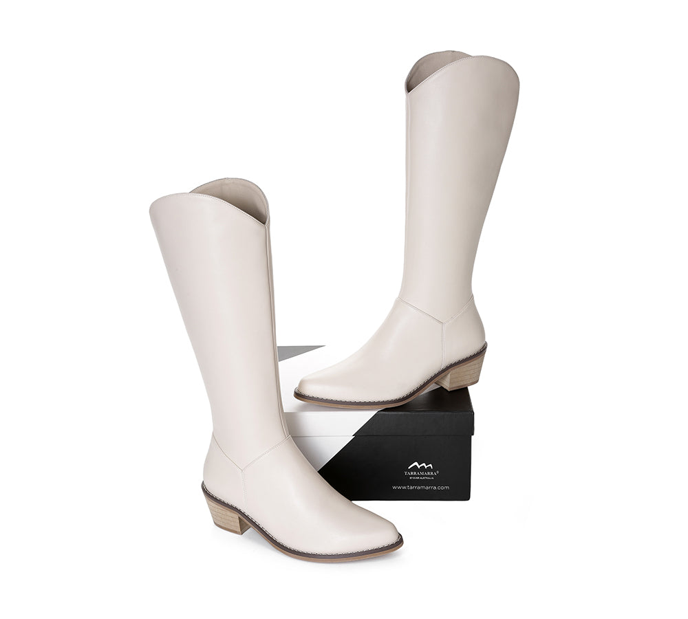 TARRAMARRA® Women Leather Boots Catalina Knee-High - Fashion Boots - Cream - 35 - Uggoutlet